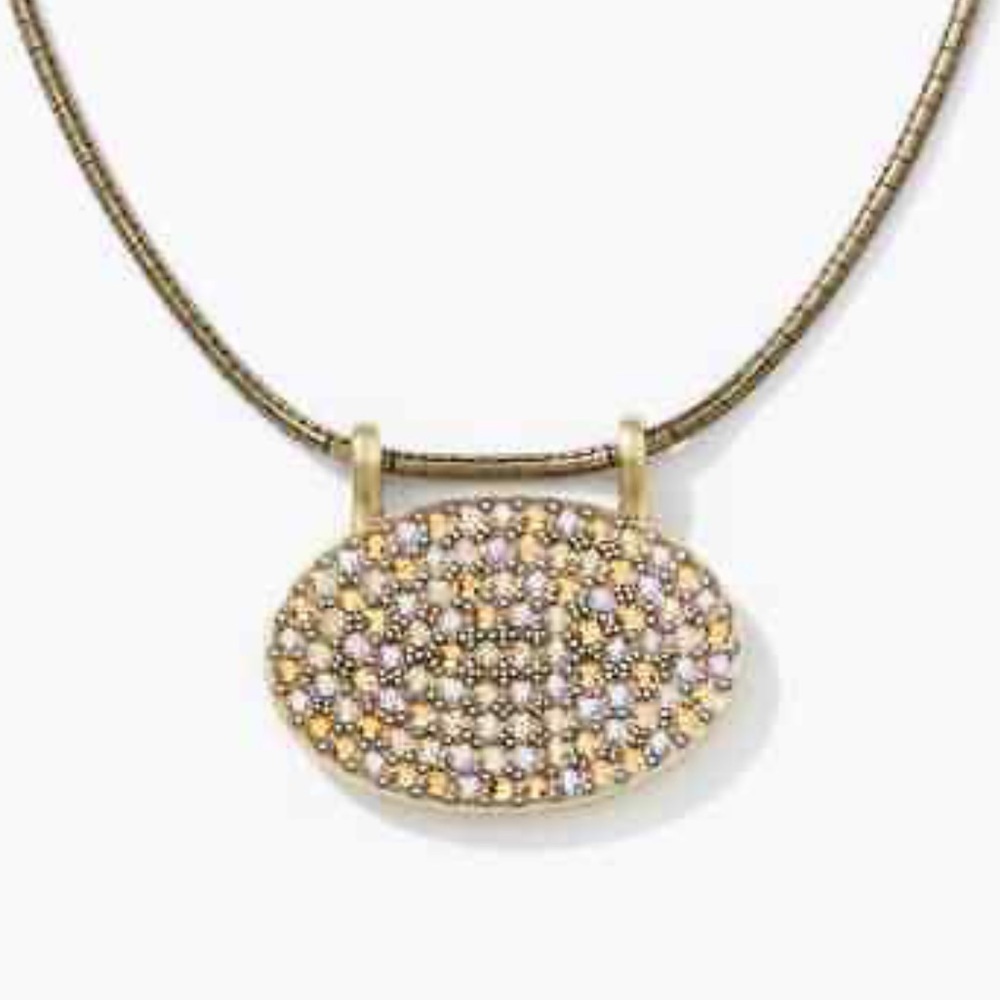 Touchstone Crystal Swarovski Around Town Gold Antiqued Pavé Necklace